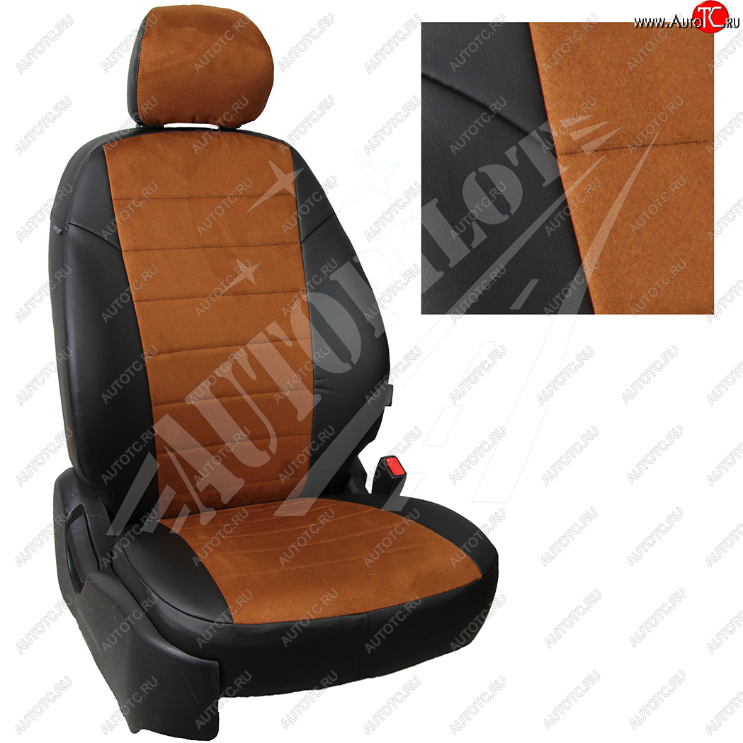 13 649 р. Чехлы сидений AUTOPILOT Алькантара (40/60, с вырезом под подлокотник)  Toyota RAV4  XA50 (2018-2025) 5 дв. дорестайлинг (Черный + Коричневый)  с доставкой в г. Кемерово