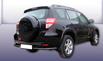 Защита заднего бампера Slitkoff (Ø 57 мм, уголки) Toyota RAV4  XA30 (2009-2010) 5 дв. удлиненный 1-ый рестайлинг (Сталь с полимерным покрытием. Цвет: черный)