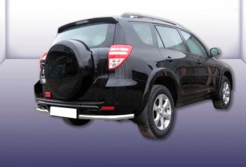 Защита заднего бампера Slitkoff (Ø 57 мм, уголки) Toyota RAV4  XA30 (2009-2010) 5 дв. удлиненный 1-ый рестайлинг (Сталь с полимерным покрытием. Цвет: серебристый)
