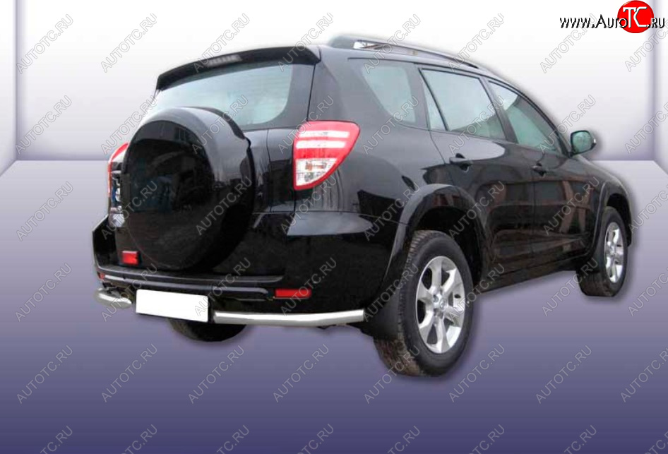 5 949 р. Защита заднего бампера Slitkoff (Ø 57 мм, уголки)  Toyota RAV4  XA30 (2009-2010) 5 дв. удлиненный 1-ый рестайлинг (Сталь с полимерным покрытием. Цвет: серебристый)  с доставкой в г. Кемерово