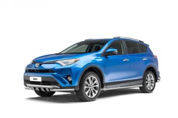 Защита порогов из трубы Ø63 Petroil Tuning Toyota RAV4  XA40 (2012-2019) 5 дв. дорестайлинг, 5 дв. рестайлинг (Нержавеющая полированная сталь)