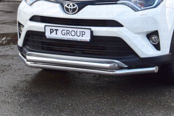 23 799 р. Защита переднего бампера двойная из труб d63/63 мм Petroil Tuning  Toyota RAV4  XA40 (2015-2019) 5 дв. рестайлинг (Нержавеющая полированная сталь)  с доставкой в г. Кемерово. Увеличить фотографию 3