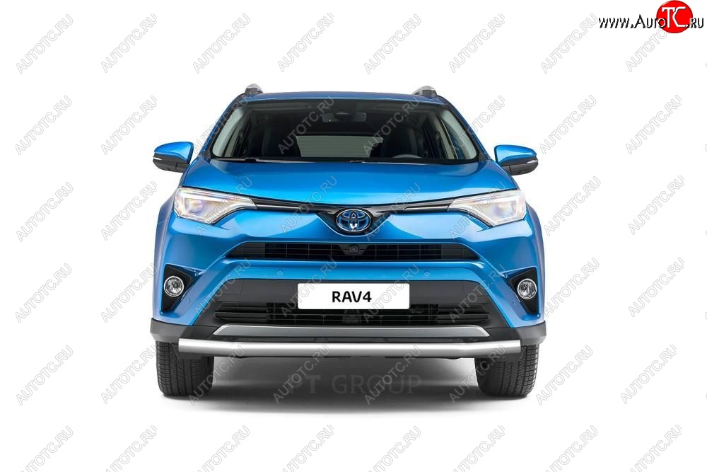 22 139 р. Защита переднего бампера одинарная из трубы d63 мм Petroil Tuning  Toyota RAV4  XA40 (2015-2019) 5 дв. рестайлинг (Нержавеющая полированная сталь)  с доставкой в г. Кемерово