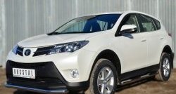 83 999 р. Защита порогов с пластиковыми вставками для ног из круглой трубы диаметром 76 мм Russtal Toyota RAV4 XA40 5 дв. дорестайлинг (2012-2015) (Защита порогов с со скосами на торцах (вариант 1))  с доставкой в г. Кемерово. Увеличить фотографию 12