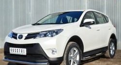 83 999 р. Защита порогов с пластиковыми вставками для ног из круглой трубы диаметром 76 мм Russtal Toyota RAV4 XA40 5 дв. дорестайлинг (2012-2015) (Защита порогов с со скосами на торцах (вариант 1))  с доставкой в г. Кемерово. Увеличить фотографию 4