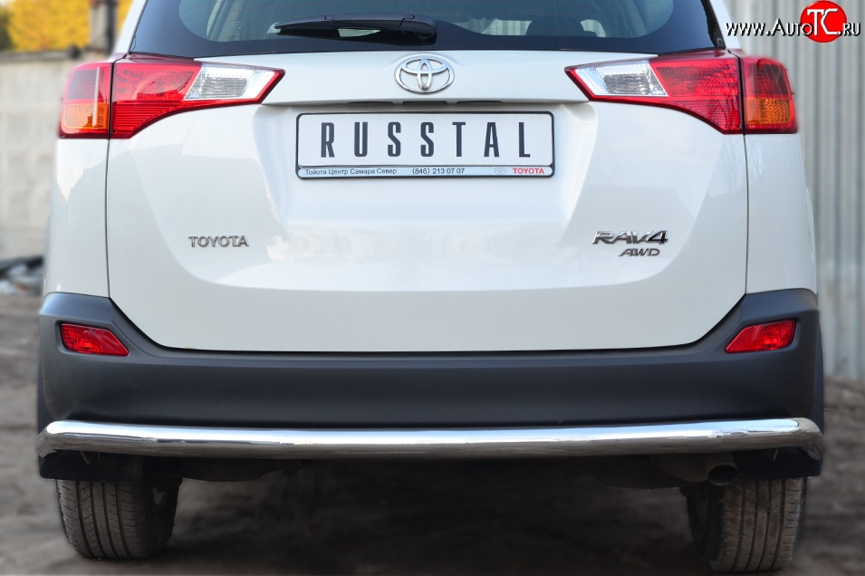 14 999 р. Одинарная защита заднего бампера из трубы диаметром 63 мм SLITKOFF  Toyota RAV4  XA40 (2012-2015) 5 дв. дорестайлинг  с доставкой в г. Кемерово
