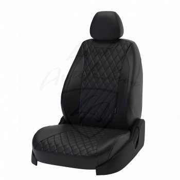 Чехлы для сидений Lord Autofashion Байрон (экокожа) Toyota RAV4 XA40 5 дв. дорестайлинг (2012-2015) (Чёрный, вставка чёрная, строчка чёрная)