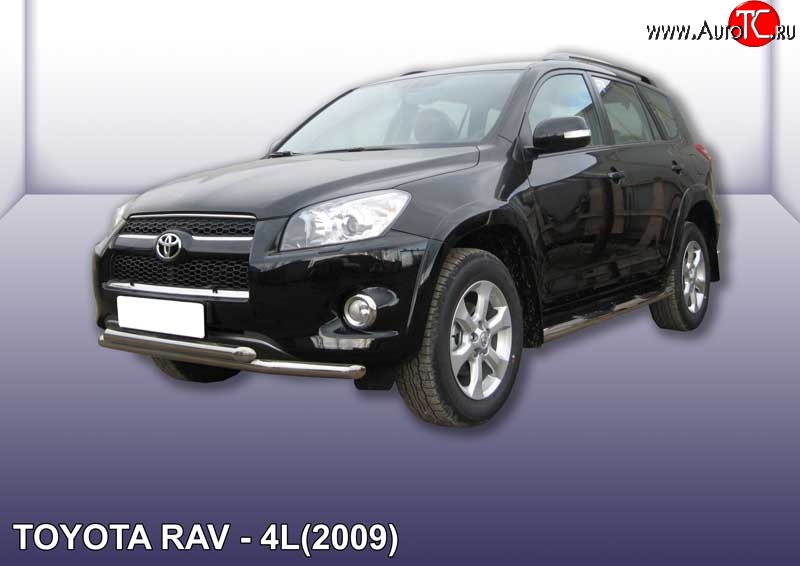 13 099 р. Двойная защита переднего бампера из труб диаметрами по 57 мм Slitkoff  Toyota RAV4  XA30 (2009-2010) 5 дв. удлиненный 1-ый рестайлинг (Цвет: нержавеющая полированная сталь)  с доставкой в г. Кемерово