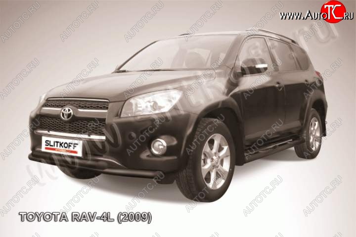 9 299 р. Защита переднего бампер Slitkoff  Toyota RAV4  XA30 (2009-2010) 5 дв. удлиненный 1-ый рестайлинг (Цвет: серебристый)  с доставкой в г. Кемерово