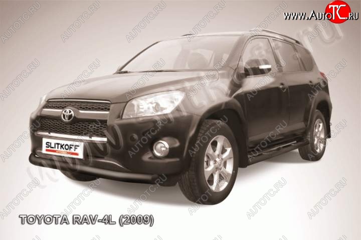 8 499 р. Защита переднего бампера из трубы d76 Slitkoff  Toyota RAV4  XA30 (2009-2010) 5 дв. удлиненный 1-ый рестайлинг (Цвет: серебристый)  с доставкой в г. Кемерово