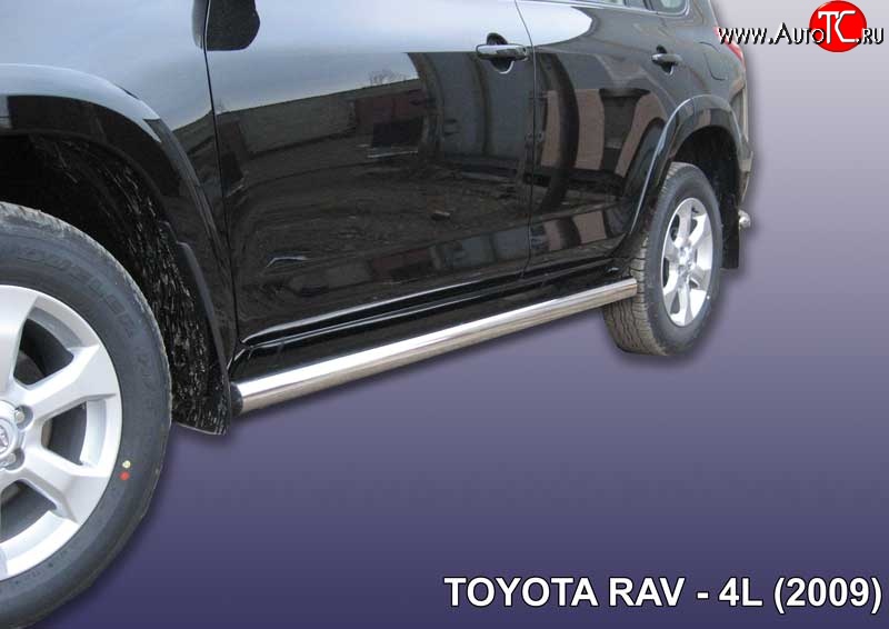 15 399 р. Защита порогов из круглой трубы диаметром 76 мм Slitkoff  Toyota RAV4  XA30 (2003-2010) 5 дв. удлиненный дорестайлинг, 5 дв. удлиненный 1-ый рестайлинг (Цвет: нержавеющая полированная сталь)  с доставкой в г. Кемерово