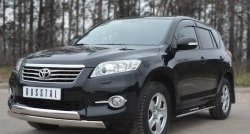 16 849 р. Защита переднего бампера (2 трубыØ75х42 мм, нержавейка) Russtal Toyota RAV4 XA30 5 дв. 2-ой рестайлинг (2010-2013)  с доставкой в г. Кемерово. Увеличить фотографию 4