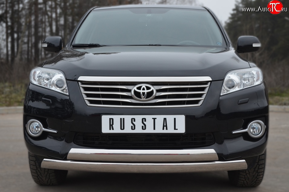16 849 р. Защита переднего бампера (2 трубыØ75х42 мм, нержавейка) Russtal Toyota RAV4 XA30 5 дв. 2-ой рестайлинг (2010-2013)  с доставкой в г. Кемерово