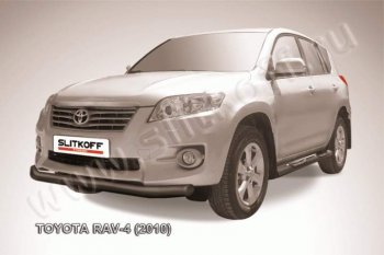 8 499 р. Защита переднего бампер Slitkoff  Toyota RAV4  XA30 (2010-2013) 5 дв. 2-ой рестайлинг, 5 дв. удлиненный 2-ой рестайлинг (Цвет: серебристый)  с доставкой в г. Кемерово. Увеличить фотографию 1