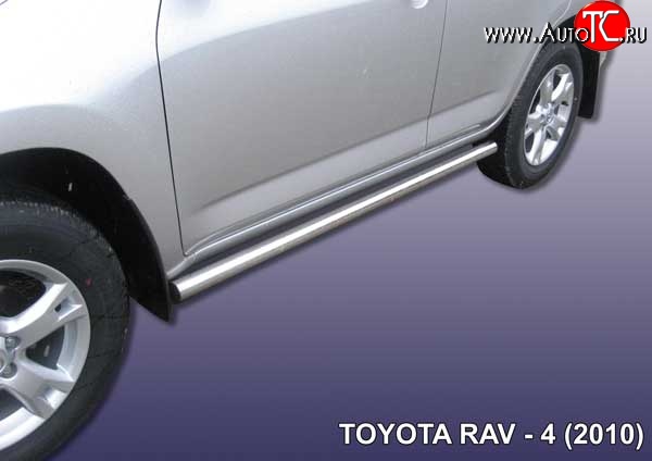 17 999 р. Защита порогов из круглой трубы диаметром 57 мм Slitkoff Toyota RAV4 XA30 5 дв. 2-ой рестайлинг (2010-2013) (Цвет: нержавеющая полированная сталь)  с доставкой в г. Кемерово