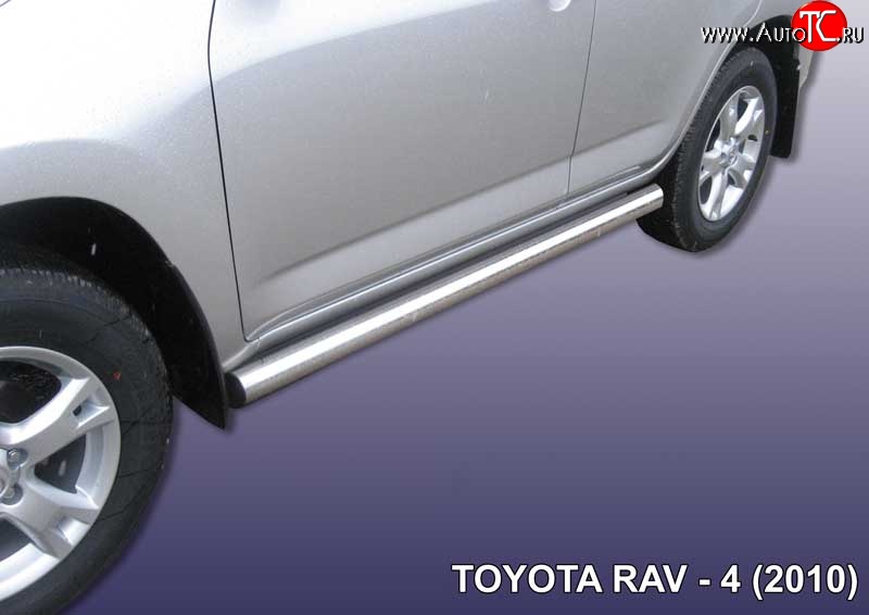 13 649 р. Защита порогов из круглой трубы диаметром 76 мм Slitkoff Toyota RAV4 XA30 5 дв. 2-ой рестайлинг (2010-2013) (Цвет: нержавеющая полированная сталь)  с доставкой в г. Кемерово