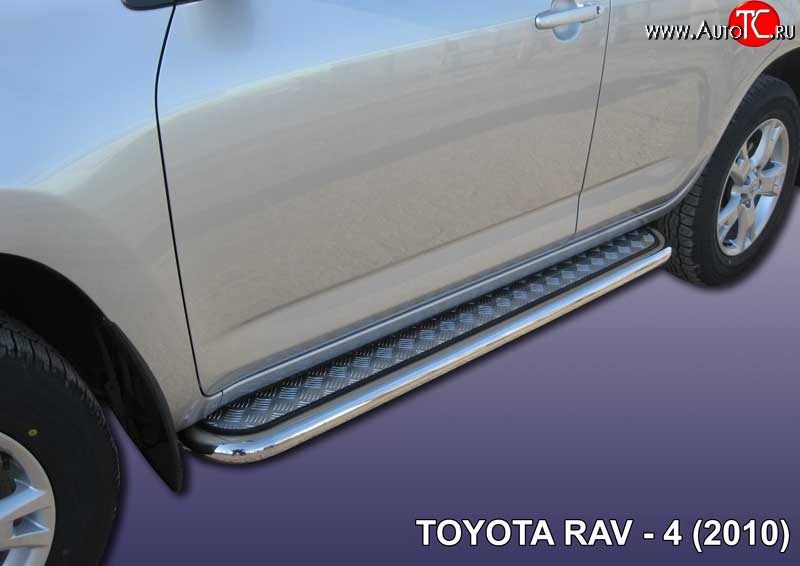 15 499 р. Широкая защита порогов с трубой диаметром 57 мм Slitkoff Toyota RAV4 XA30 5 дв. 2-ой рестайлинг (2010-2013) (Нержавеющая полированная сталь)  с доставкой в г. Кемерово