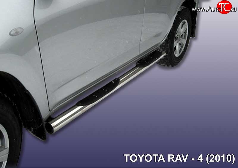 15 699 р. Защита порогов из трубы d76 мм с пластиковыми вставками для ног Slitkoff Toyota RAV4 XA30 5 дв. 2-ой рестайлинг (2010-2013) (Цвет: нержавеющая полированная сталь)  с доставкой в г. Кемерово