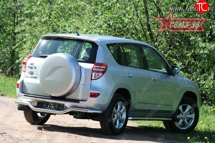 1 043 р. Фигурная защита заднего бампера диаметром 60 мм на стандарт Souz-96 Toyota RAV4 XA30 5 дв. 2-ой рестайлинг (2010-2013)  с доставкой в г. Кемерово