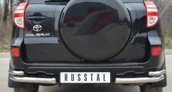 Защита заднего бампера (2 трубы Ø63 и 42 мм уголки, нержавейка) SLITKOFF Toyota RAV4  XA30 (2010-2013) 5 дв. 2-ой рестайлинг