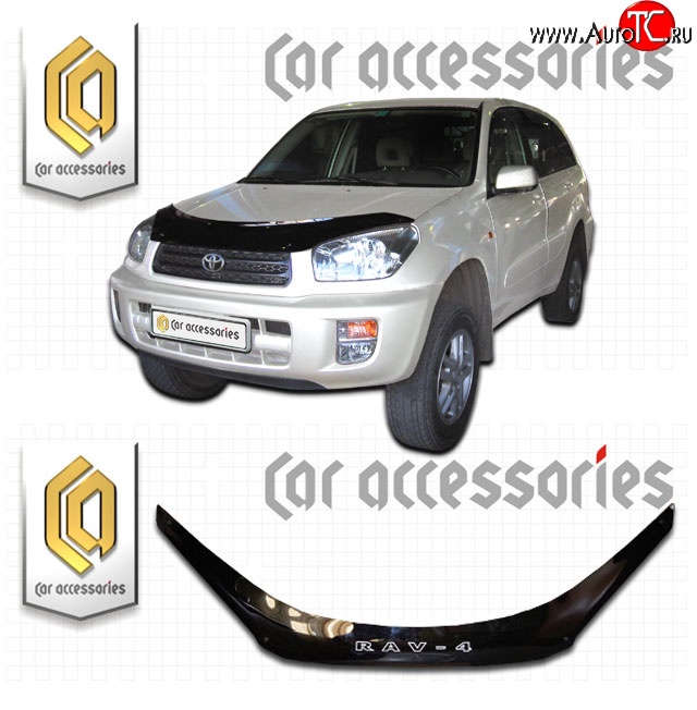 2 399 р. Дефлектор капота CA-Plastic  Toyota RAV4  CA20 (2000-2005) 5 дв. дорестайлинг, 5 дв. рестайлинг (Classic черный, Без надписи)  с доставкой в г. Кемерово