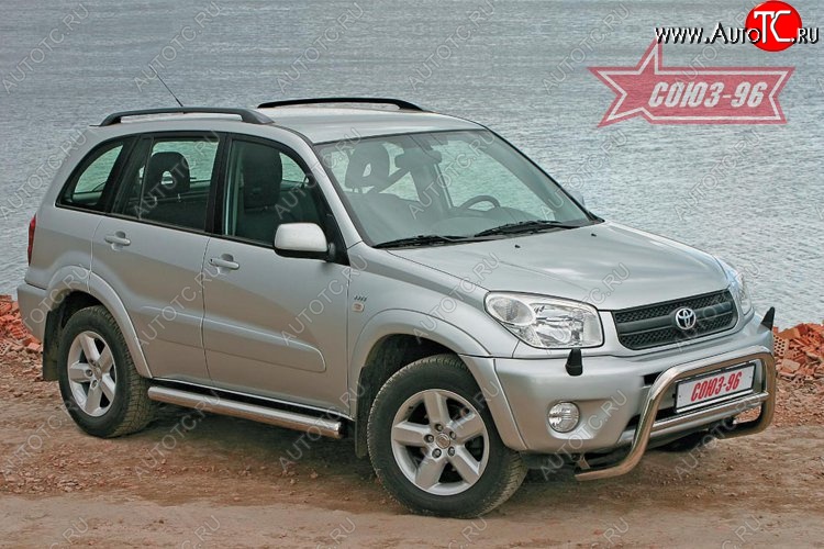 9 539 р. Защита переднего бампера Souz-96 (d60) Toyota RAV4 CA20 3 дв. дорестайлинг (2000-2003)  с доставкой в г. Кемерово