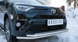 17 549 р. Защита переднего бампера (2 трубыØ42 мм, нержавейка) SLITKOFF  Toyota RAV4  XA40 (2015-2019) 5 дв. рестайлинг  с доставкой в г. Кемерово. Увеличить фотографию 2