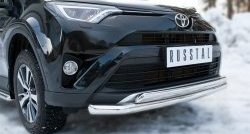 15 449 р. Защита переднего бампера (2 трубыØ75х42 и 63 мм, нержавейка) Russtal Toyota RAV4 XA40 5 дв. рестайлинг (2015-2019)  с доставкой в г. Кемерово. Увеличить фотографию 2