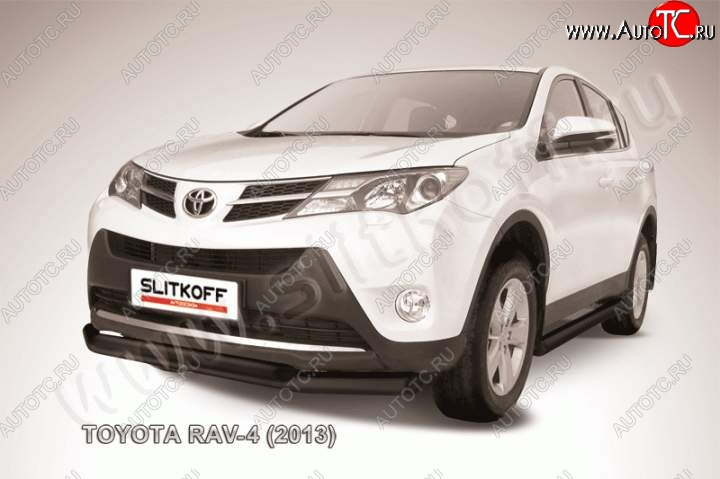 10 249 р. Защита переднего бампер Slitkoff  Toyota RAV4  XA40 (2012-2015) 5 дв. дорестайлинг (Цвет: серебристый)  с доставкой в г. Кемерово