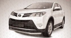 12 299 р. Одинарная защита переднего бампера диаметром 76 мм Slitkoff  Toyota RAV4  XA40 (2012-2015) 5 дв. дорестайлинг (Цвет: нержавеющая полированная сталь)  с доставкой в г. Кемерово. Увеличить фотографию 1