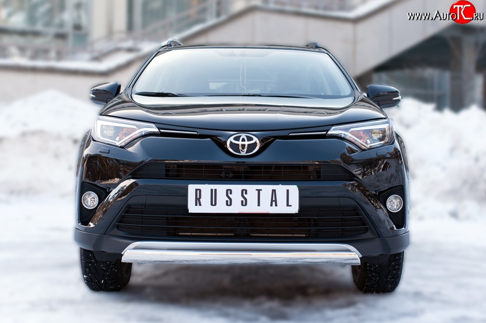 12 499 р. Защита переднего бампера (Ø75х42 мм, нержавейка) Russtal Toyota RAV4 XA40 5 дв. рестайлинг (2015-2019)  с доставкой в г. Кемерово