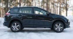 15 299 р. Защита порогов из круглой трубы диаметром 63 мм (рестайлинг) Russtal Toyota RAV4 XA40 5 дв. дорестайлинг (2012-2015) (Защита порогов с со скосами на торцах (вариант 1))  с доставкой в г. Кемерово. Увеличить фотографию 4