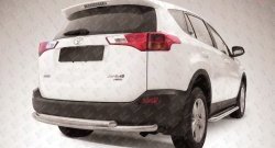 10 999 р. Двойная защита заднего бампера из труб диаметрами по 57 мм Slitkoff  Toyota RAV4  XA40 (2012-2015) 5 дв. дорестайлинг (Цвет: нержавеющая полированная сталь)  с доставкой в г. Кемерово. Увеличить фотографию 1