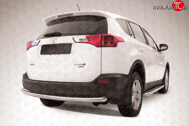 8 999 р. Защита заднего бампера из трубы диаметром 57 мм Slitkoff Toyota RAV4 XA40 5 дв. дорестайлинг (2012-2015) (Цвет: нержавеющая полированная сталь)  с доставкой в г. Кемерово