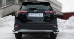 Защита заднего бампера (2 трубы Ø63 и 42 мм уголки, нержавейка) SLITKOFF Toyota RAV4  XA40 (2015-2019) 5 дв. рестайлинг
