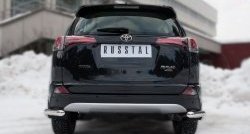 Защита заднего бампера (Ø63 мм уголки, нержавейка) SLITKOFF Toyota RAV4  XA40 (2015-2019) 5 дв. рестайлинг