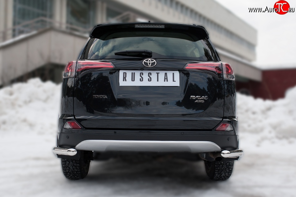 14 999 р. Защита заднего бампера (Ø63 мм уголки, нержавейка) SLITKOFF  Toyota RAV4  XA40 (2015-2019) 5 дв. рестайлинг  с доставкой в г. Кемерово