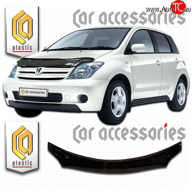 2 199 р. Дефлектор капота CA-Plastic  Toyota Scion xA (2002-2005)  дорестайлинг, хэтчбэк 5 дв. (Classic черный, Без надписи)  с доставкой в г. Кемерово