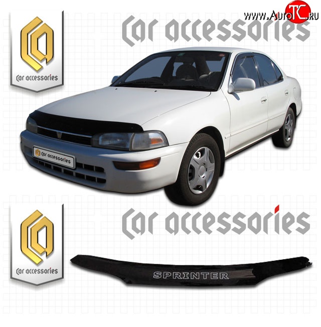 2 079 р. Дефлектор капота CA-Plastic  Toyota Sprinter  E100 (1991-1995) дорестайлинг седан, рестайлинг седан (Classic черный, Без надписи)  с доставкой в г. Кемерово