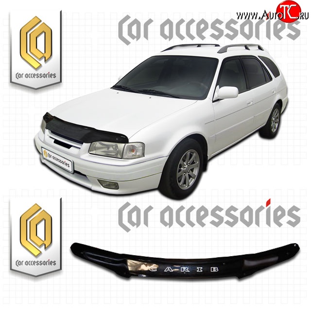 1 999 р. Дефлектор капота CA-Plastic  Toyota Sprinter Carib (1995-1997) (Classic черный, Без надписи)  с доставкой в г. Кемерово