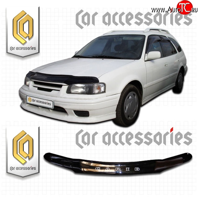 1 839 р. Дефлектор капота CA-Plastic  Toyota Sprinter Carib (1997-2001) (Classic черный, Без надписи)  с доставкой в г. Кемерово