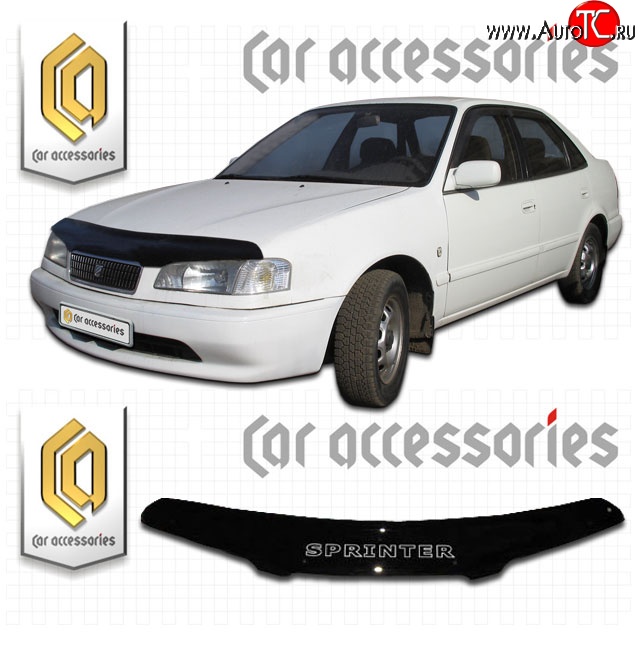 2 199 р. Дефлектор капота CA-Plastic  Toyota Sprinter  E110 (1995-2000) дорестайлинг седан, рестайлинг седан (Classic черный, Без надписи)  с доставкой в г. Кемерово
