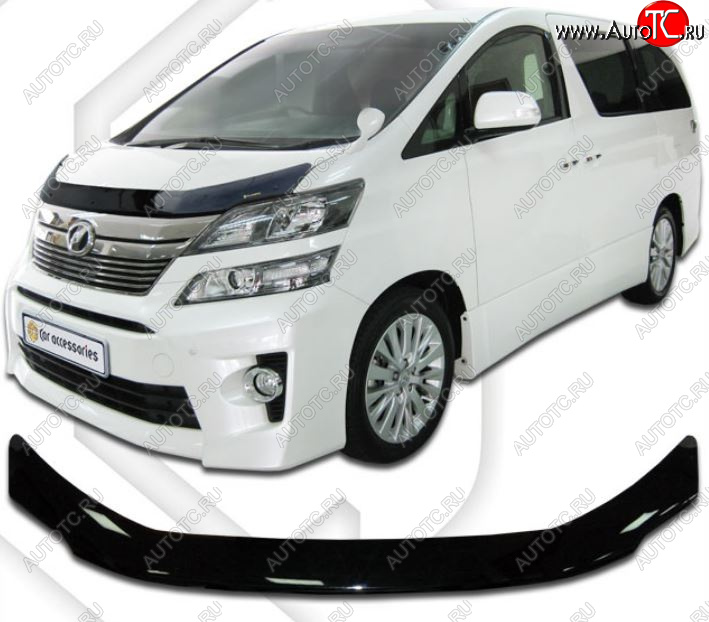2 159 р. Дефлектор капота CA-Plastiс  Toyota Vellfire (2008-2015) (Classic черный, Без надписи)  с доставкой в г. Кемерово