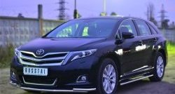 16 649 р. Защита порогов с круглыми вставками для ног из овальной трубы диаметром 75x42 мм Russtal Toyota Venza GV10 рестайлинг (2012-2016)  с доставкой в г. Кемерово. Увеличить фотографию 3