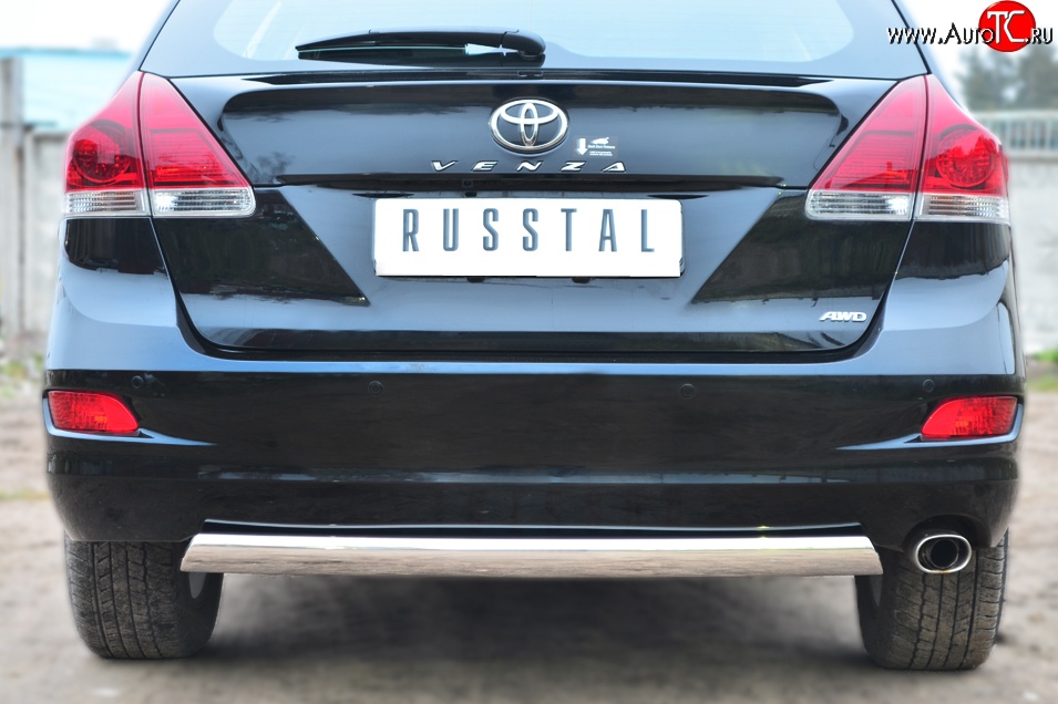 11 599 р. Защита заднего бампера (Ø75x42 мм, нержавейка) Russtal Toyota Venza GV10 рестайлинг (2012-2016)  с доставкой в г. Кемерово