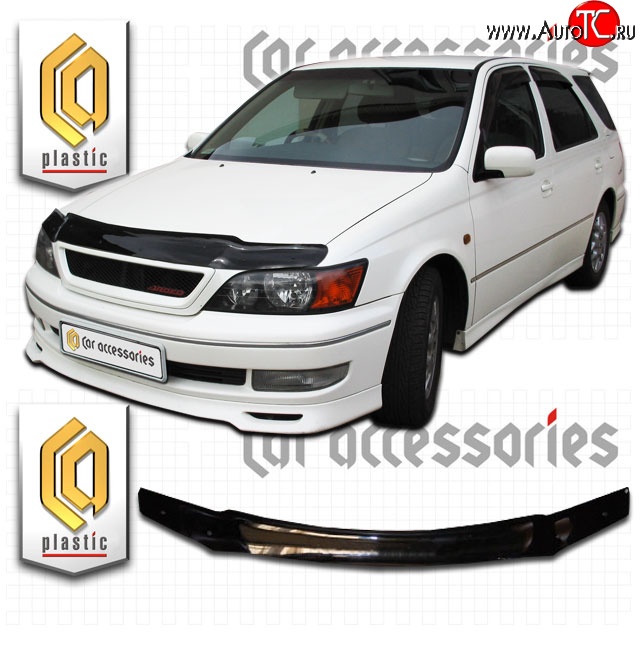 1 599 р. Дефлектор капота CA-Plastic Toyota Vista Ardeo V50 дорестайлинг универсал (1998-2000) (Classic черный, Без надписи)  с доставкой в г. Кемерово