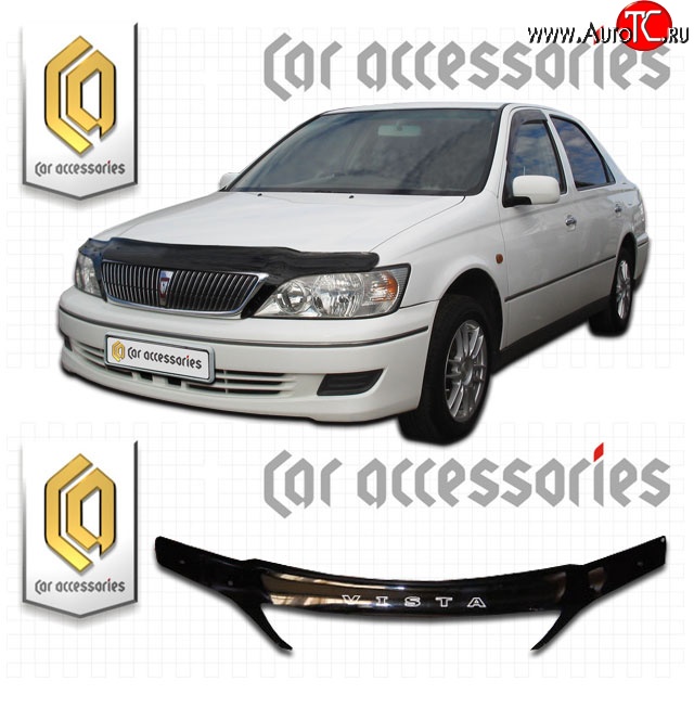 2 559 р. Дефлектор капота CA Plastic exclusive  Toyota Vista  V50 (1998-2000) дорестайлинг седан (Classic черный, Без надписи)  с доставкой в г. Кемерово