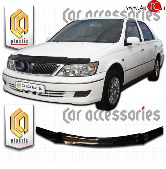 1 599 р. Дефлектор капота CA-Plastic  Toyota Vista  V50 (1998-2000) дорестайлинг седан (Classic черный, Без надписи)  с доставкой в г. Кемерово