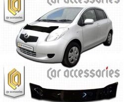 2 079 р. Дефлектор капота CA-Plastic  Toyota Vitz  XP90 (2005-2010) хэтчбэк 5 дв. дорестайлинг, хэтчбэк 5 дв. рестайлинг (серия Classic черный, Без надписи)  с доставкой в г. Кемерово. Увеличить фотографию 2