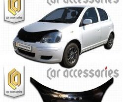 2 799 р. Дефлектор капота CA-Plastic exclusive  Toyota Vitz  XP10 (1999-2005) хэтчбэк 3 дв. дорестайлинг, хэтчбэк 3 дв. рестайлинг, хэтчбэк 5 дв. рестайлинг (серия Classic черный, Без надписи)  с доставкой в г. Кемерово. Увеличить фотографию 2